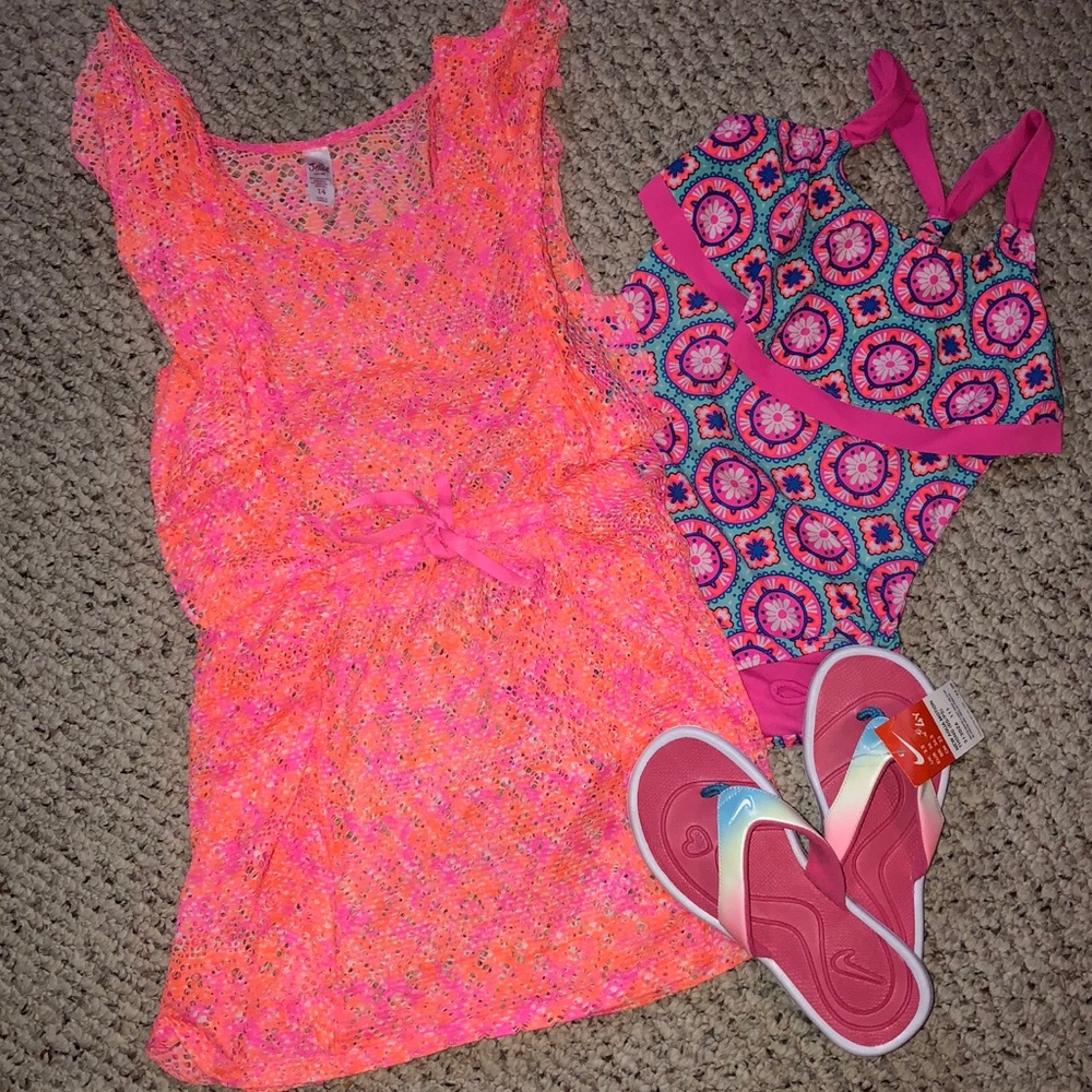 Justice Swimwear and Nike sandals, set